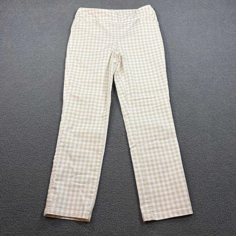 Croft & Barrow Pants Womens 6 Tan Gingham The Effortless Stretch Pant Pull On